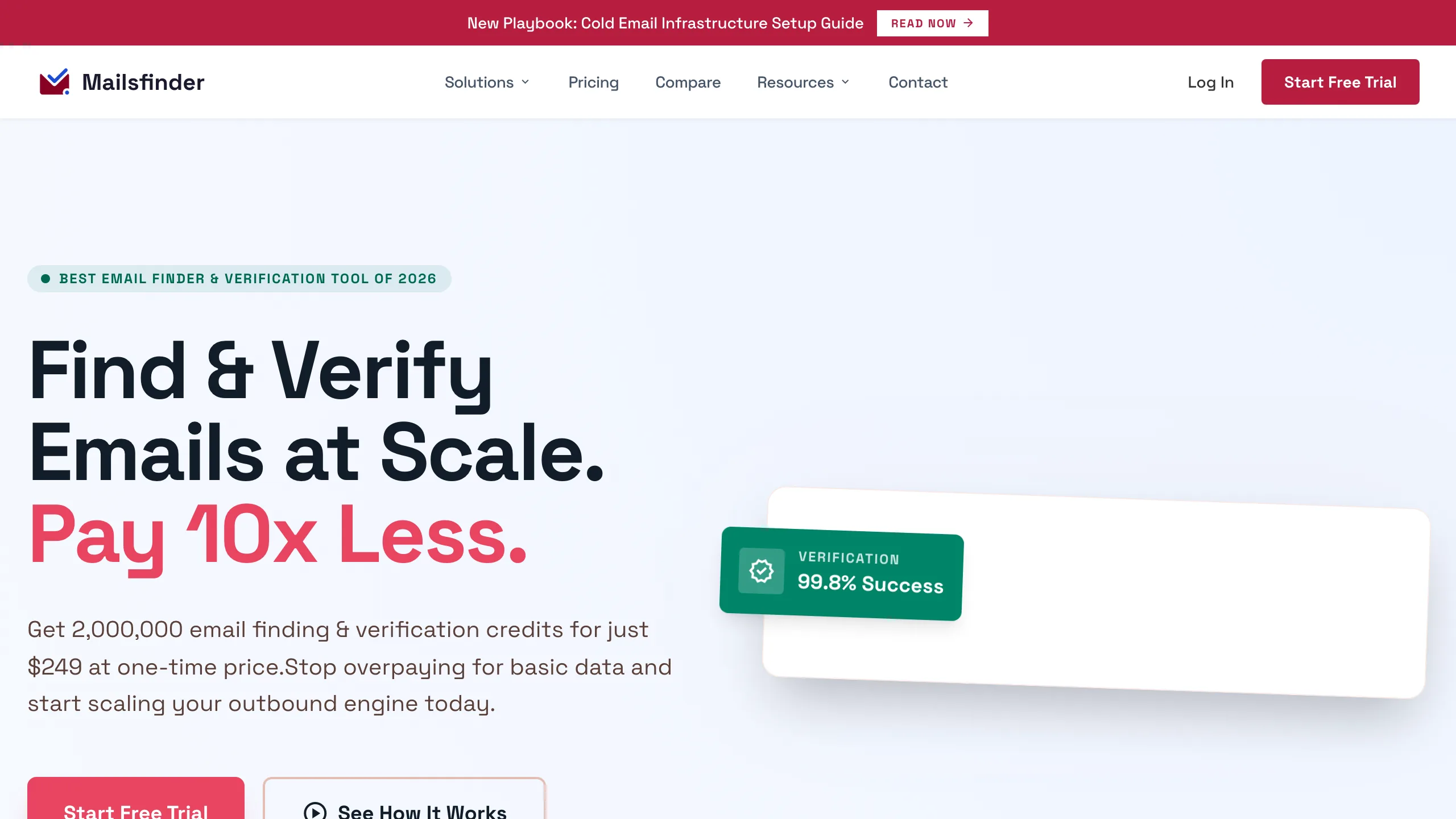 Mailsfinder homepage screenshot